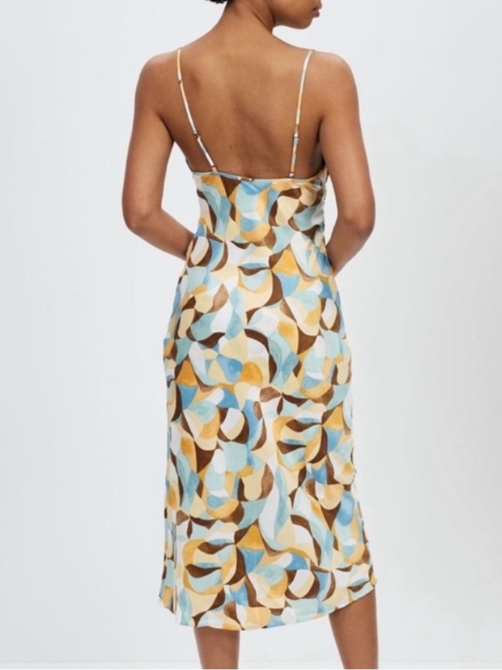 Multi-Color Abstract Print Slip Dress - Spaghetti Strap - Picture 2 of 7